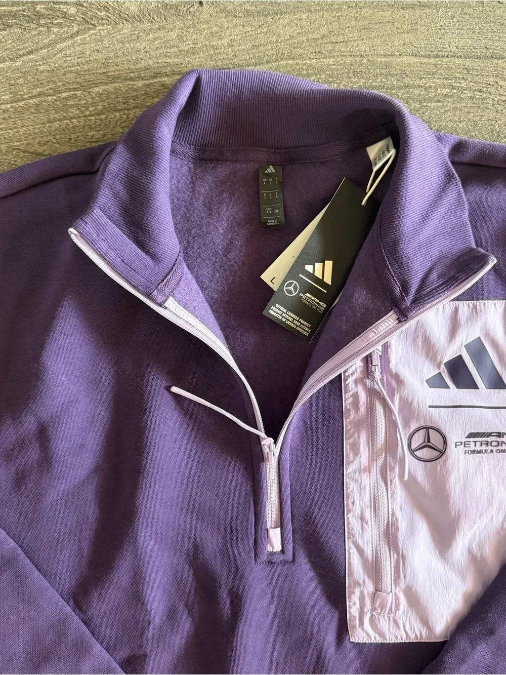 adidas Men’s Purple Mercedes AMG Petronas Formula One Team Fleece Top